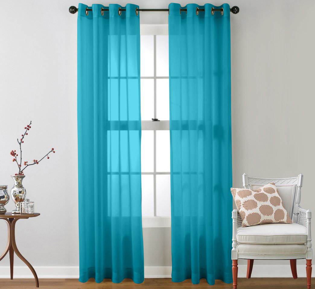 2 Piece Sheer Window Curtain Grommet Panels eBay